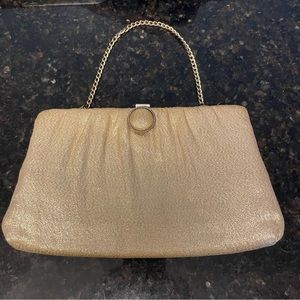Vintage Mid Century Gold Fabric Evening Bag/clutch with Snap Closure